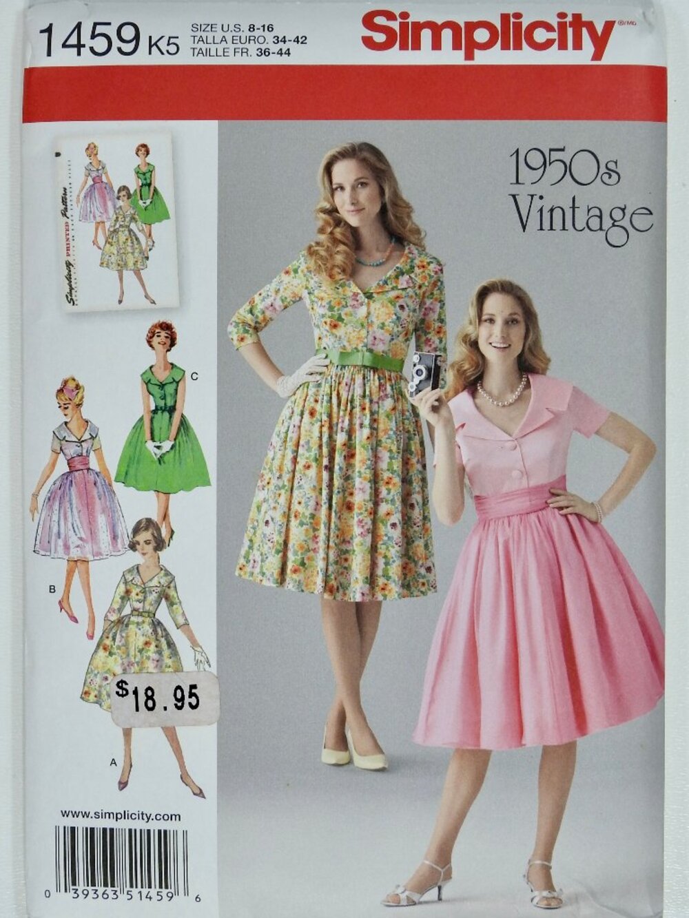 Simplicity 1459 1950s Vintage Dresses Women Uncut Sewing Pattern Retro